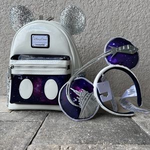 Disney Loungefly Space Mountain Mickey Mouse Main Attraction Backpack and Ears